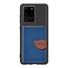 Coque Ultra Fine Silicone Souple Housse Etui avec Aimante Magnetique S06D pour Samsung Galaxy S20 Ultra 5G Bleu
