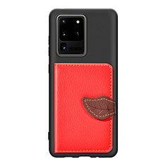 Coque Ultra Fine Silicone Souple Housse Etui avec Aimante Magnetique S06D pour Samsung Galaxy S20 Ultra 5G Rouge