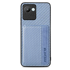 Coque Ultra Fine Silicone Souple Housse Etui avec Aimante Magnetique S07D pour Realme C30 Bleu