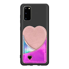 Coque Ultra Fine Silicone Souple Housse Etui avec Aimante Magnetique S07D pour Samsung Galaxy S20 Rose