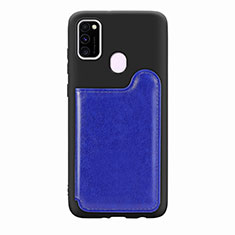 Coque Ultra Fine Silicone Souple Housse Etui avec Aimante Magnetique S08D pour Samsung Galaxy M21 Bleu