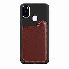 Coque Ultra Fine Silicone Souple Housse Etui avec Aimante Magnetique S08D pour Samsung Galaxy M30s Marron