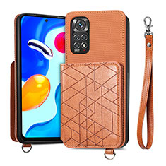 Coque Ultra Fine Silicone Souple Housse Etui avec Aimante Magnetique S08D pour Xiaomi Redmi Note 11S 4G Marron