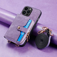 Coque Ultra Fine Silicone Souple Housse Etui avec Aimante Magnetique S09D pour Apple iPhone 15 Pro Violet