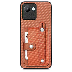 Coque Ultra Fine Silicone Souple Housse Etui avec Aimante Magnetique S09D pour Realme C30 Marron