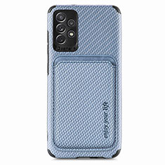 Coque Ultra Fine Silicone Souple Housse Etui avec Aimante Magnetique S09D pour Samsung Galaxy A52 5G Bleu