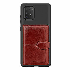 Coque Ultra Fine Silicone Souple Housse Etui avec Aimante Magnetique S11D pour Samsung Galaxy A91 Marron