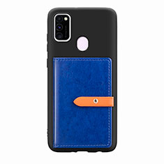 Coque Ultra Fine Silicone Souple Housse Etui avec Aimante Magnetique S11D pour Samsung Galaxy M21 Bleu