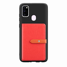 Coque Ultra Fine Silicone Souple Housse Etui avec Aimante Magnetique S11D pour Samsung Galaxy M21 Rouge