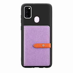 Coque Ultra Fine Silicone Souple Housse Etui avec Aimante Magnetique S11D pour Samsung Galaxy M21 Violet