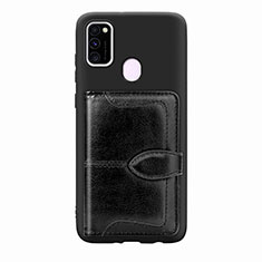 Coque Ultra Fine Silicone Souple Housse Etui avec Aimante Magnetique S12D pour Samsung Galaxy M21 Noir