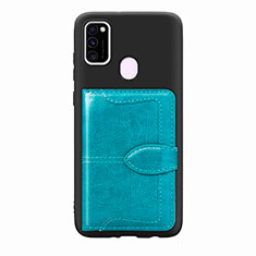 Coque Ultra Fine Silicone Souple Housse Etui avec Aimante Magnetique S12D pour Samsung Galaxy M30s Cyan