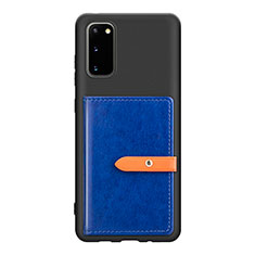 Coque Ultra Fine Silicone Souple Housse Etui avec Aimante Magnetique S12D pour Samsung Galaxy S20 Bleu