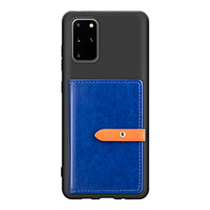 Coque Ultra Fine Silicone Souple Housse Etui avec Aimante Magnetique S12D pour Samsung Galaxy S20 Plus 5G Bleu