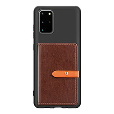 Coque Ultra Fine Silicone Souple Housse Etui avec Aimante Magnetique S12D pour Samsung Galaxy S20 Plus 5G Marron