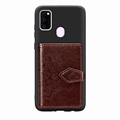 Coque Ultra Fine Silicone Souple Housse Etui avec Aimante Magnetique S13D pour Samsung Galaxy M21 Marron