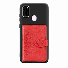 Coque Ultra Fine Silicone Souple Housse Etui avec Aimante Magnetique S13D pour Samsung Galaxy M21 Rouge