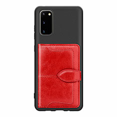 Coque Ultra Fine Silicone Souple Housse Etui avec Aimante Magnetique S13D pour Samsung Galaxy S20 5G Rouge