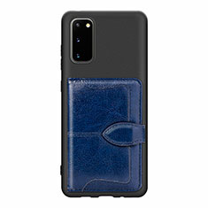 Coque Ultra Fine Silicone Souple Housse Etui avec Aimante Magnetique S13D pour Samsung Galaxy S20 Bleu