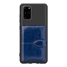 Coque Ultra Fine Silicone Souple Housse Etui avec Aimante Magnetique S14D pour Samsung Galaxy S20 Plus 5G Bleu