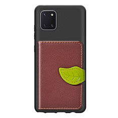 Coque Ultra Fine Silicone Souple Housse Etui avec Aimante Magnetique S15D pour Samsung Galaxy A81 Marron