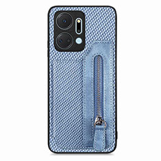 Coque Ultra Fine Silicone Souple Housse Etui avec Aimante Magnetique S6D pour Huawei Honor X7a Bleu