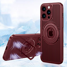 Coque Ultra Fine Silicone Souple Housse Etui avec Mag-Safe Magnetic Magnetique AC1 pour Apple iPhone 13 Pro Max Rouge