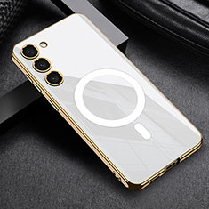 Coque Ultra Fine Silicone Souple Housse Etui avec Mag-Safe Magnetic Magnetique AC1 pour Samsung Galaxy S22 5G Blanc