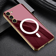 Coque Ultra Fine Silicone Souple Housse Etui avec Mag-Safe Magnetic Magnetique AC1 pour Samsung Galaxy S23 Plus 5G Rouge