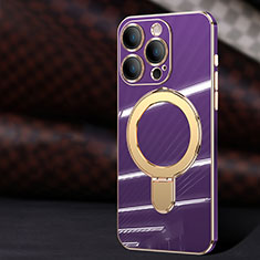 Coque Ultra Fine Silicone Souple Housse Etui avec Mag-Safe Magnetic Magnetique C01 pour Apple iPhone 15 Pro Violet