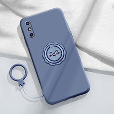 Coque Ultra Fine Silicone Souple Housse Etui avec Support Bague Anneau Aimante Magnetique A01 pour Huawei Enjoy 10e Gris