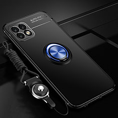 Coque Ultra Fine Silicone Souple Housse Etui avec Support Bague Anneau Aimante Magnetique A01 pour Huawei Enjoy 20 5G Bleu et Noir