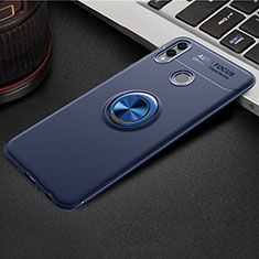 Coque Ultra Fine Silicone Souple Housse Etui avec Support Bague Anneau Aimante Magnetique A01 pour Huawei Honor V10 Lite Bleu