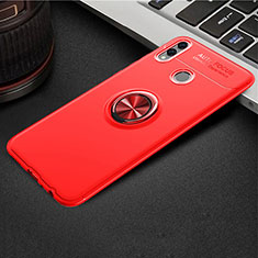 Coque Ultra Fine Silicone Souple Housse Etui avec Support Bague Anneau Aimante Magnetique A01 pour Huawei Honor V10 Lite Rouge