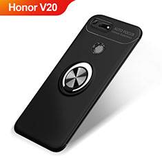 Coque Ultra Fine Silicone Souple Housse Etui avec Support Bague Anneau Aimante Magnetique A01 pour Huawei Honor View 20 Noir