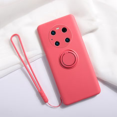 Coque Ultra Fine Silicone Souple Housse Etui avec Support Bague Anneau Aimante Magnetique A01 pour Huawei Mate 40 Pro Rouge