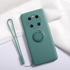 Coque Ultra Fine Silicone Souple Housse Etui avec Support Bague Anneau Aimante Magnetique A01 pour Huawei Mate 40 Pro Vert Nuit