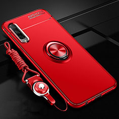 Coque Ultra Fine Silicone Souple Housse Etui avec Support Bague Anneau Aimante Magnetique A01 pour Huawei P Smart Pro (2019) Rouge