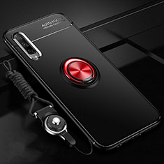 Coque Ultra Fine Silicone Souple Housse Etui avec Support Bague Anneau Aimante Magnetique A01 pour Huawei P Smart Pro (2019) Rouge et Noir
