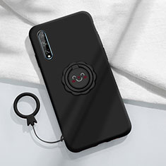 Coque Ultra Fine Silicone Souple Housse Etui avec Support Bague Anneau Aimante Magnetique A01 pour Huawei P smart S Noir