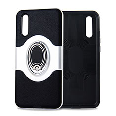 Coque Ultra Fine Silicone Souple Housse Etui avec Support Bague Anneau Aimante Magnetique A01 pour Huawei P20 Noir