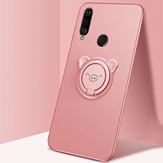 Coque Ultra Fine Silicone Souple Housse Etui avec Support Bague Anneau Aimante Magnetique A01 pour Huawei P30 Lite XL Or Rose