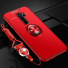 Coque Ultra Fine Silicone Souple Housse Etui avec Support Bague Anneau Aimante Magnetique A01 pour Oppo A11 Rouge