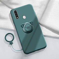 Coque Ultra Fine Silicone Souple Housse Etui avec Support Bague Anneau Aimante Magnetique A01 pour Oppo A31 Vert