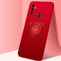 Coque Ultra Fine Silicone Souple Housse Etui avec Support Bague Anneau Aimante Magnetique A01 pour Oppo A32 Rouge