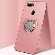 Coque Ultra Fine Silicone Souple Housse Etui avec Support Bague Anneau Aimante Magnetique A01 pour Oppo A7 Or Rose