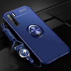 Coque Ultra Fine Silicone Souple Housse Etui avec Support Bague Anneau Aimante Magnetique A01 pour Oppo A91 Bleu