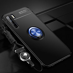 Coque Ultra Fine Silicone Souple Housse Etui avec Support Bague Anneau Aimante Magnetique A01 pour Oppo A91 Bleu et Noir