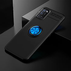 Coque Ultra Fine Silicone Souple Housse Etui avec Support Bague Anneau Aimante Magnetique A01 pour Oppo A92 Bleu et Noir