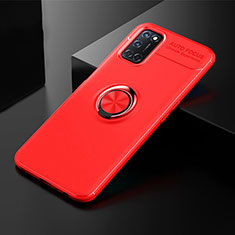 Coque Ultra Fine Silicone Souple Housse Etui avec Support Bague Anneau Aimante Magnetique A01 pour Oppo A92 Rouge